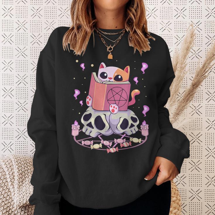 Pastel Goth Kawaii Occult Cute Cat Reading Pentacle Book For Men Women Sweatshirt Gifts for Her Pastel Goth Kawaii Occult Cute Cat Reading Pentacle Book For Men Women Sweatshirt Gifts for Her