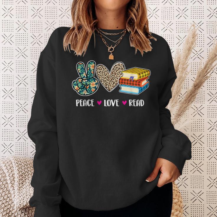 Peace Love Read Book Lover Reading Bookworm Reader Sweatshirt Gifts for Her