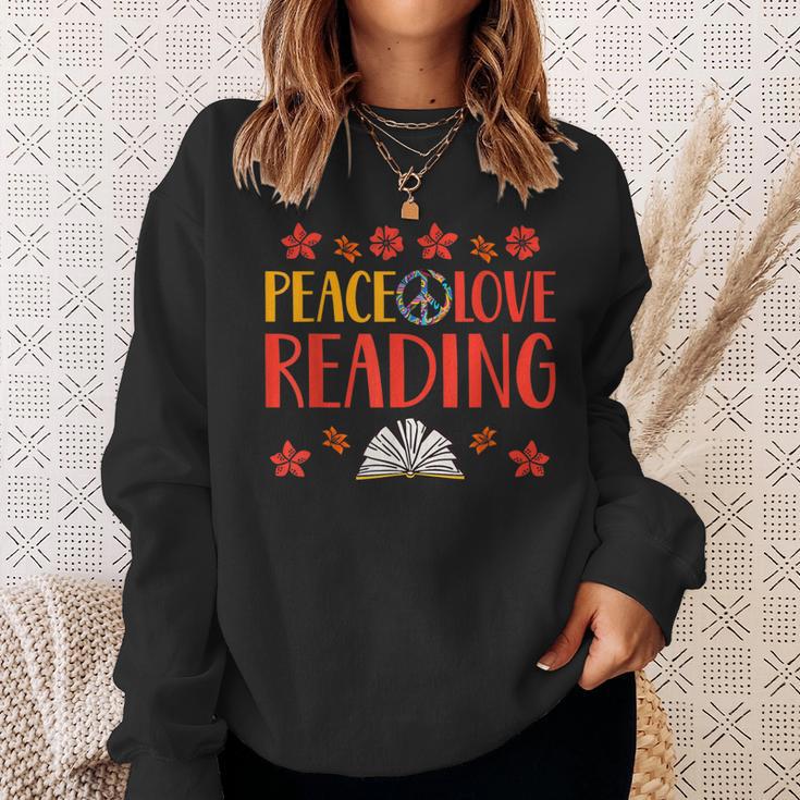 Peace Love Reading Book Nerd Book Geek Sweatshirt Gifts for Her