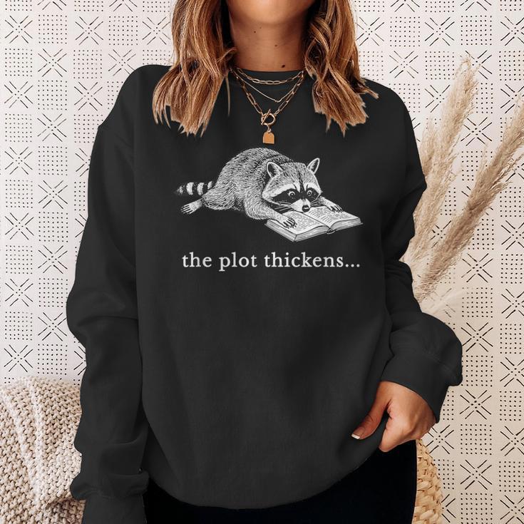 The Plot Thickens Raccoon Book Lover Sweatshirt Gifts for Her
