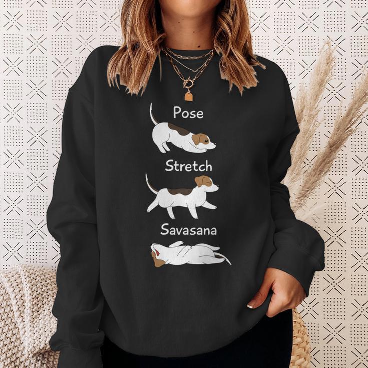 Posetretchavasanaジャック・ラッセル・テリア犬 長袖tシャツ スウェットシャツ 彼女への贈り物