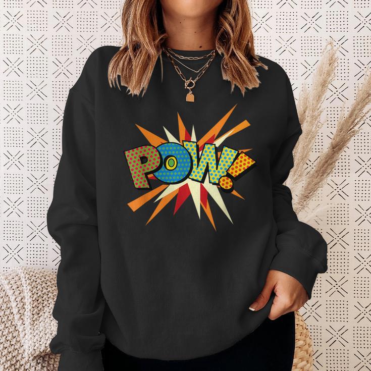 POW Colorful Comic Book Pop Art Fun Superhero Sweatshirt Gifts for Her