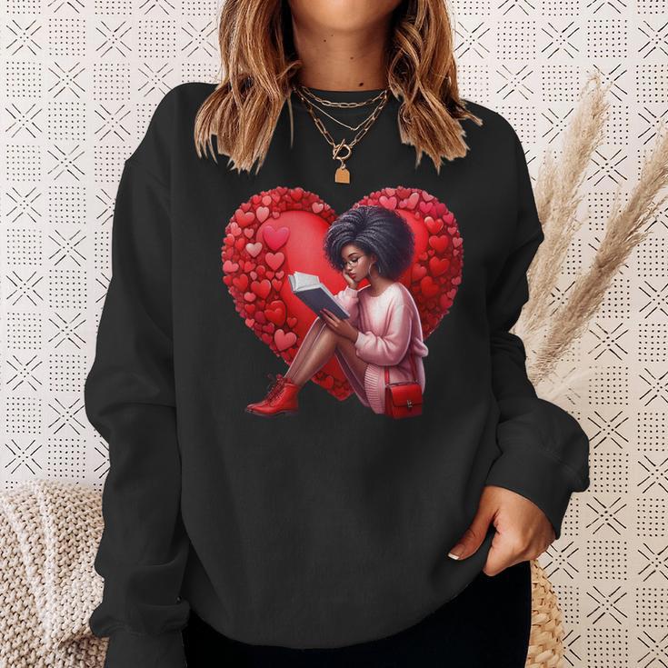 Pretty Girl With Book And Hearts For Valentine's Day Sweatshirt Gifts for Her