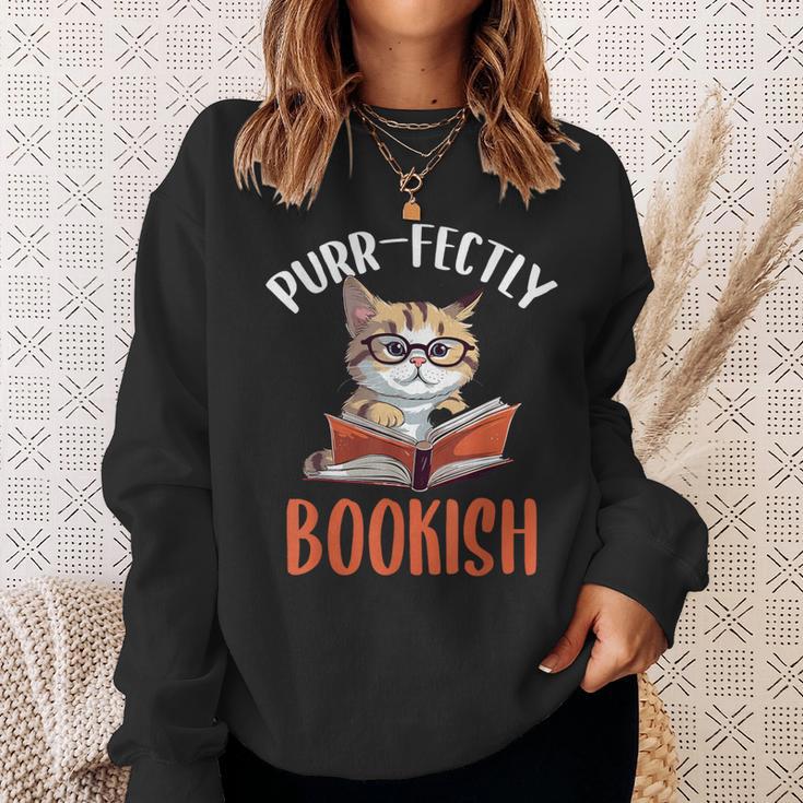 Purr-Fectly Bookish Cats And Books Sweatshirt Gifts for Her