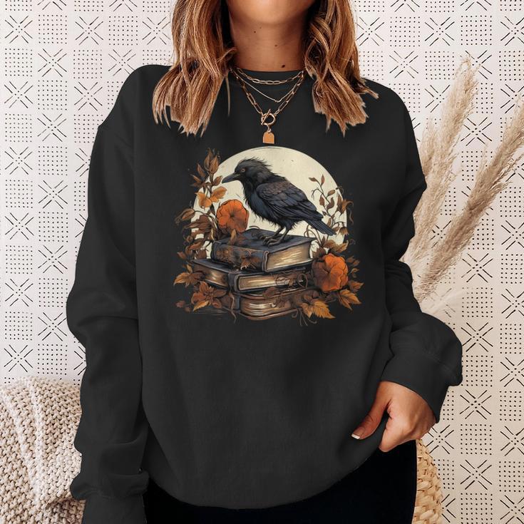Raven Reading Book Occult Crow Sweatshirt Gifts for Her Raven Reading Book Occult Crow Sweatshirt Gifts for Her