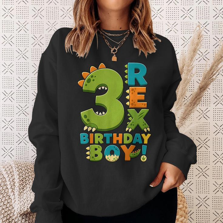 Rawr I'm 3 Three Rex Dinosaur 3Rd Birthday Boy Party スウェットシャツ 彼女への贈り物