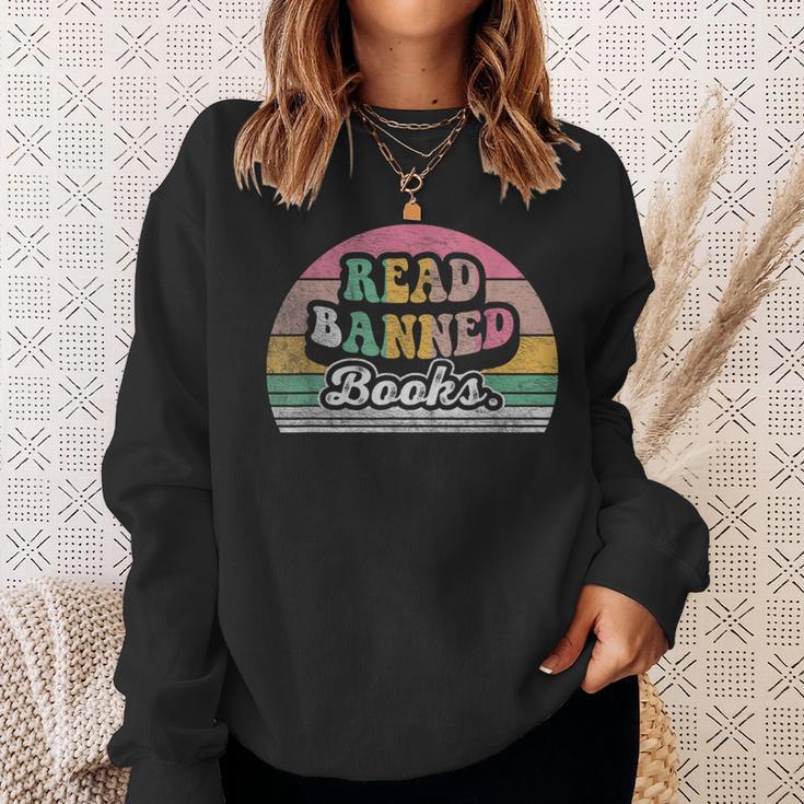 Read Banned Books Retro Style Graphic Sweatshirt Gifts for Her