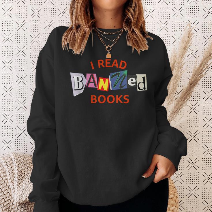 I Read Banned Books Scrap Letters Literature Activist Sweatshirt Gifts for Her
