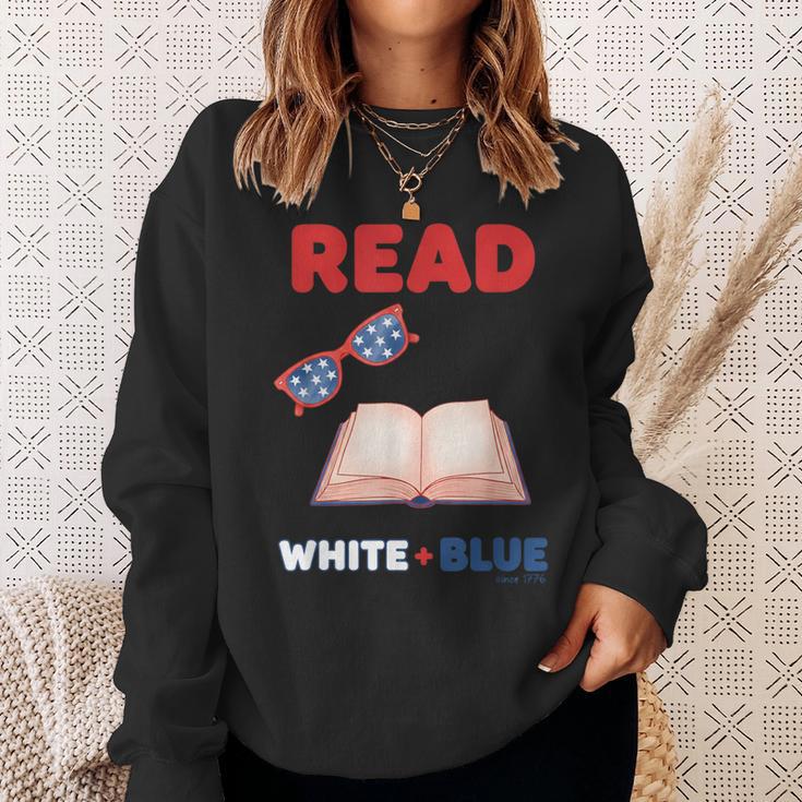 Read Blue Patriotic Book Lover Girls Independence Sweatshirt Gifts for Her