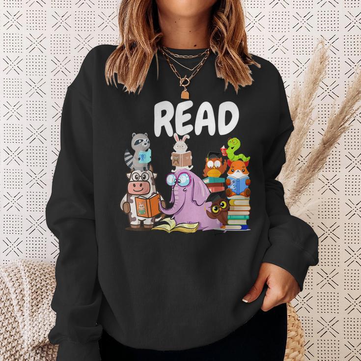 Read Book Club Piggie Elephant Pigeons Teacher Library For Men Women Kids Sweatshirt Gifts for Her