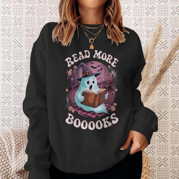 Read More Books Boo Ghost Halloween Reading Books Teacher Sweatshirt Gifts for Her