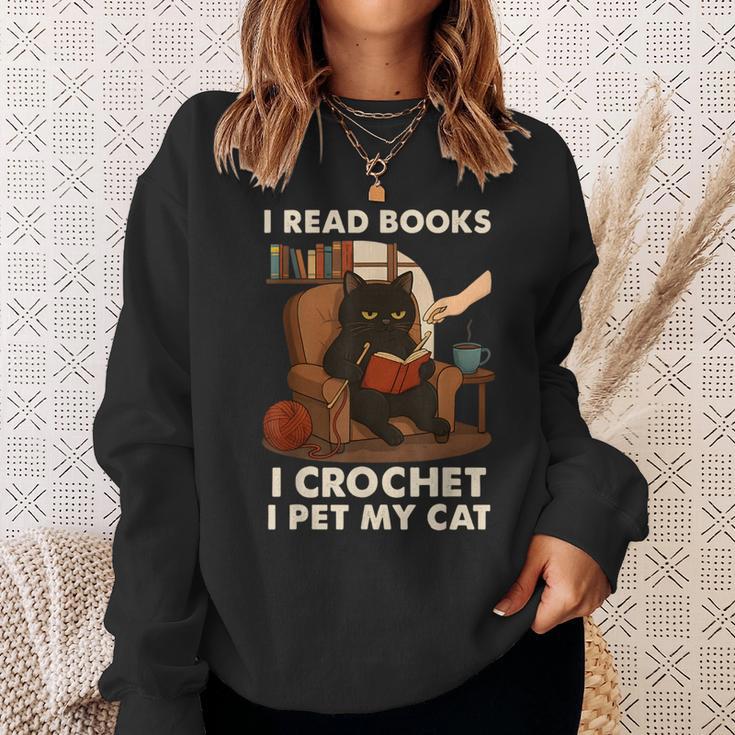 Read Books Crochet & Pet Lazy Cat Coffee Sweatshirt Gifts for Her