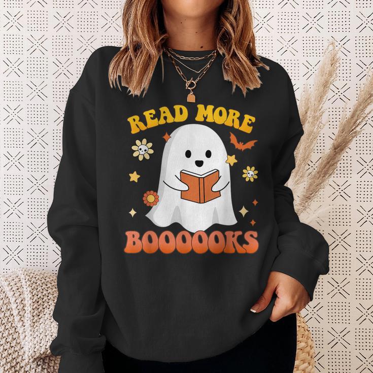 Read More Books With Ghost For Halloween Teacher Costume Sweatshirt Gifts for Her