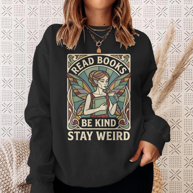 Read Books Be Kind Stay Weird Tarot Fairy Coffee Reading FAE Sweatshirt Gifts for Her