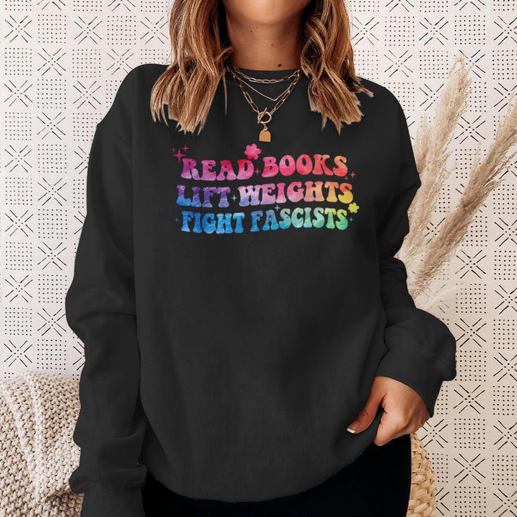 Read Books Lift Weights Fight Fascists Tie Dye Men Women Sweatshirt Gifts for Her Read Books Lift Weights Fight Fascists Tie Dye Men Women Sweatshirt Gifts for Her