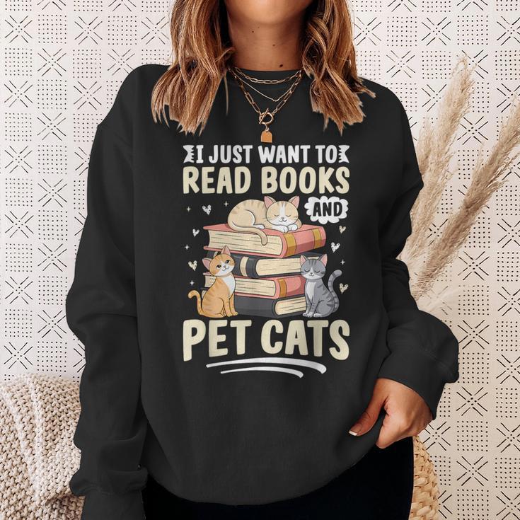 Read Books And Pet Cats Cat Lover Women Girls Kids Sweatshirt Gifts for Her