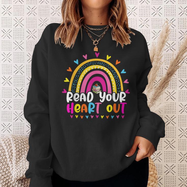 Read Your Heart Out Rainbow Teacher Reading Book Lover Men Women Girls Kids Sweatshirt Gifts for Her