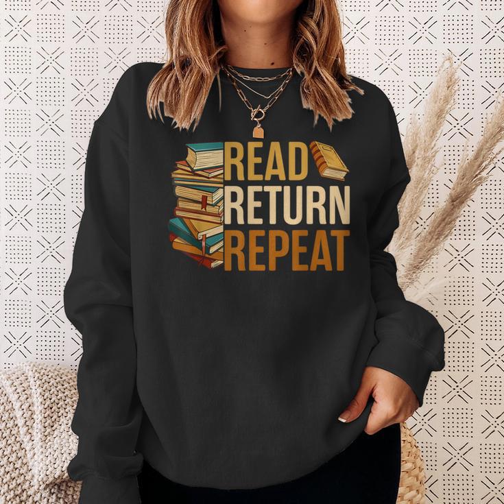 Read Return Repeat Cute Librarian Library Worker Book Lovers Sweatshirt Gifts for Her