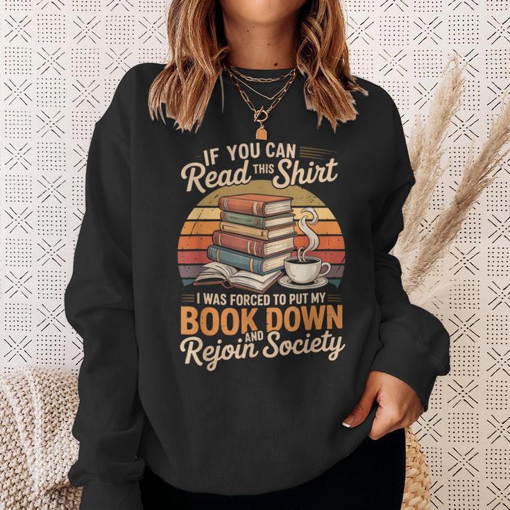 If You Can Read This Shirt Book Down Sweatshirt Gifts for Her