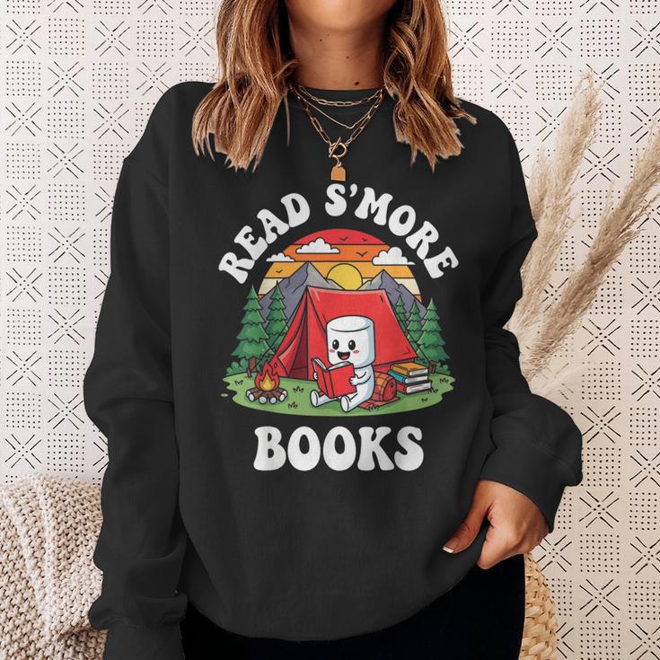 Read S'More Books Camping Marshmallow Outdoor Reading Sweatshirt Gifts for Her