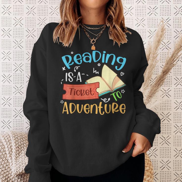Reading Adventure Librarian Bookworm Book Lover Sweatshirt Gifts for Her