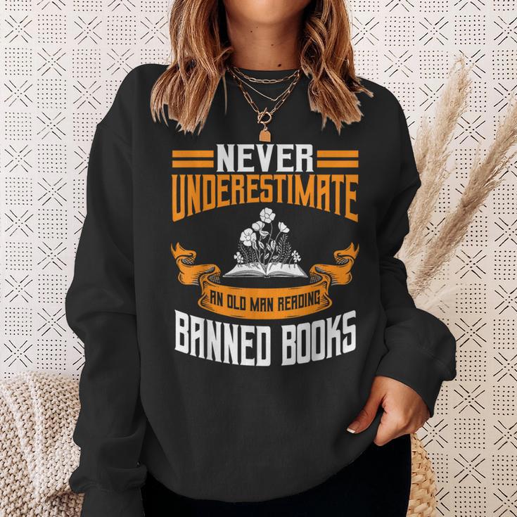 Reading Banned Books Old Man Saying Reader Book Bans Men Sweatshirt Gifts for Her Reading Banned Books Old Man Saying Reader Book Bans Men Sweatshirt Gifts for Her