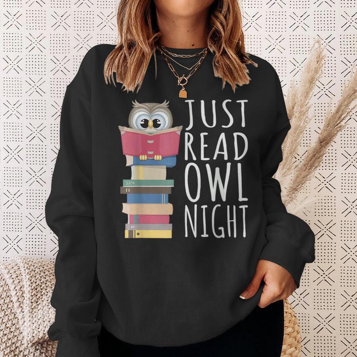 Reading Book Bookworm Kawaii Library Just Read Owl Night Sweatshirt Gifts for Her