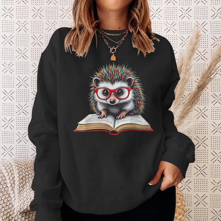 Reading Book Hedgehog Sweatshirt Gifts for Her Reading Book Hedgehog Sweatshirt Gifts for Her