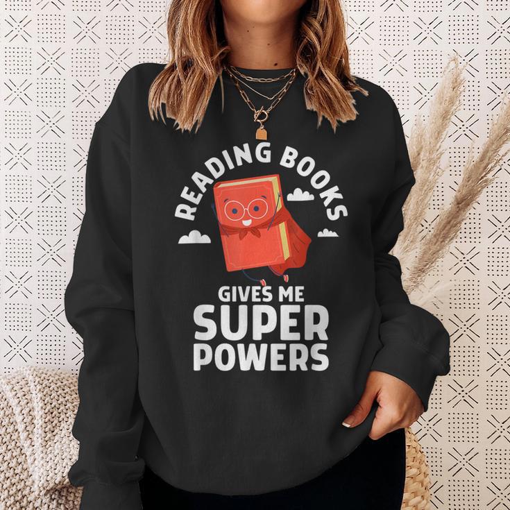 Reading Books Gives Me Superpowers Superhero Book Sweatshirt Gifts for Her