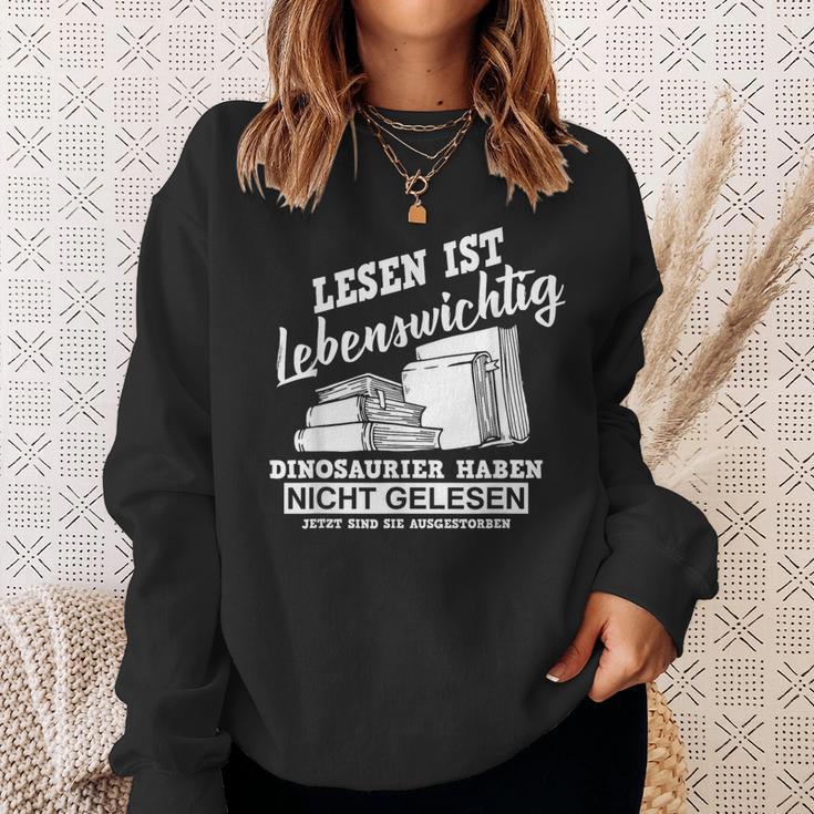 Reading Books Is Life Important Dinosaur Book Sweatshirt Gifts for Her