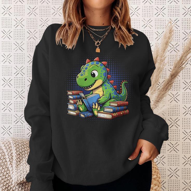 Reading Dinosaur Book Lover Cute Dino Reading Sweatshirt Gifts for Her Reading Dinosaur Book Lover Cute Dino Reading Sweatshirt Gifts for Her