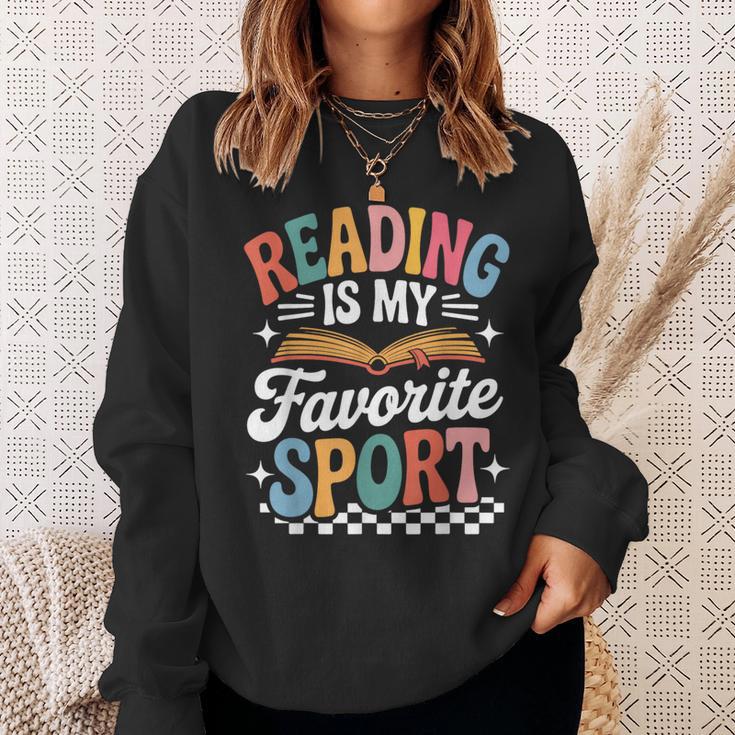 Reading Is My Favorite Sport Book Lover Quote Groovy Sweatshirt Gifts for Her