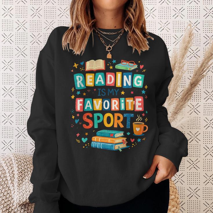 Reading Is My Favorite Sport Colorful Books Readers Teachers Sweatshirt Gifts for Her