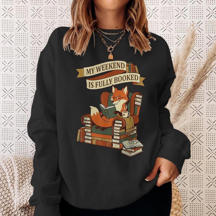 Reading Fox My Weekend Is Fully Booked Book Lover Sweatshirt Gifts for Her