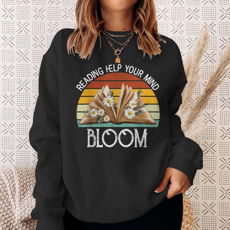 Reading Helps Your Mind Bloom Book Reading Book Lover Sweatshirt Gifts for Her