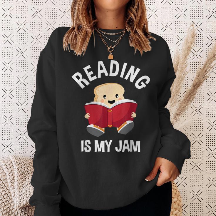 Reading Is My Jam Pun Book Lover & Reading Sweatshirt Gifts for Her