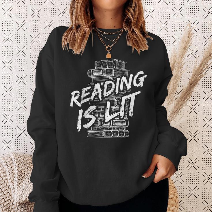 Reading Is Lit Book Lover Reading Teacher For Men Women Kids Sweatshirt Gifts for Her
