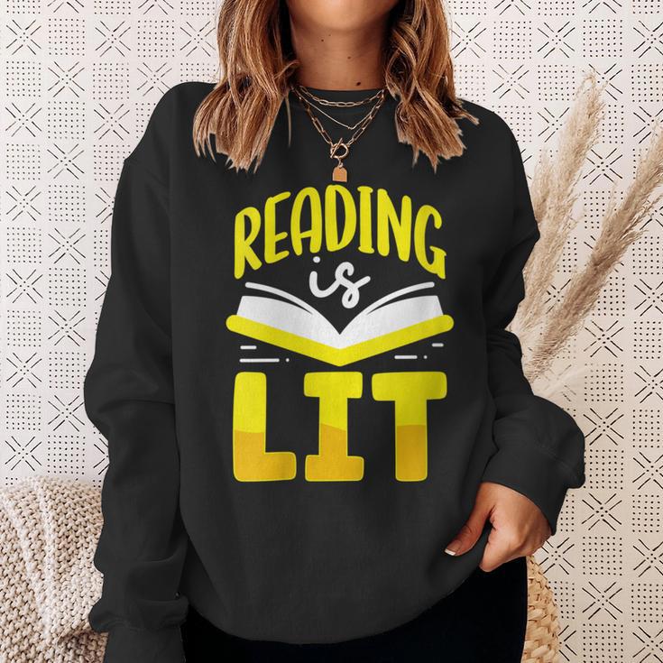 Reading Is Lit Bookworm Book Reading Sweatshirt Gifts for Her Reading Is Lit Bookworm Book Reading Sweatshirt Gifts for Her