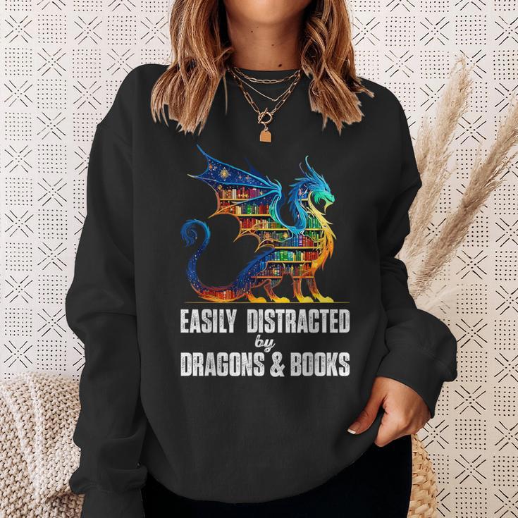 Reading Lover Easily Distracted By Dragons And Books Dragon Sweatshirt Gifts for Her