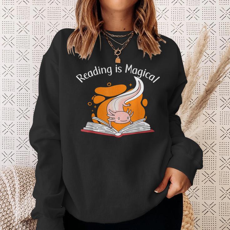 Reading Is Magical Book Lover & Axolotl Sweatshirt Gifts for Her