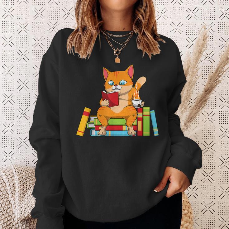 Reading For Men Women Books Cat Reading Lover Sweatshirt Gifts for Her