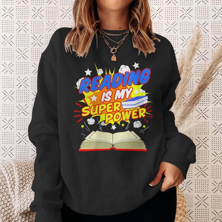 Reading Is My Superpower Comic Book Sweatshirt Gifts for Her
