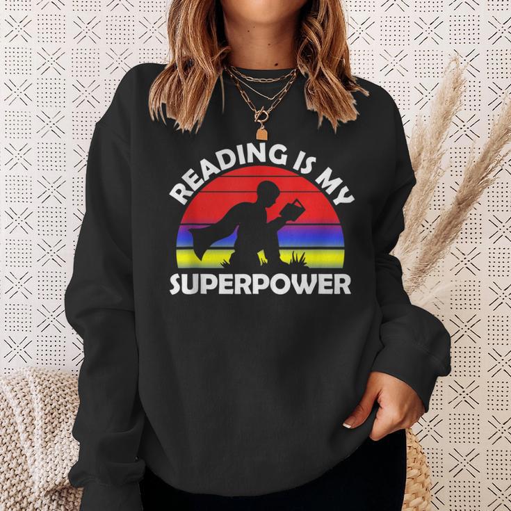 Reading Is My Superpower Design Book Design Book Lovers Sweatshirt Gifts for Her