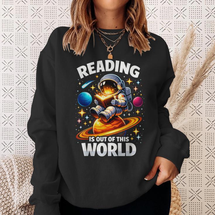 Reading Is Out Of This World Astronaut Book Lover Teacher Sweatshirt Gifts for Her