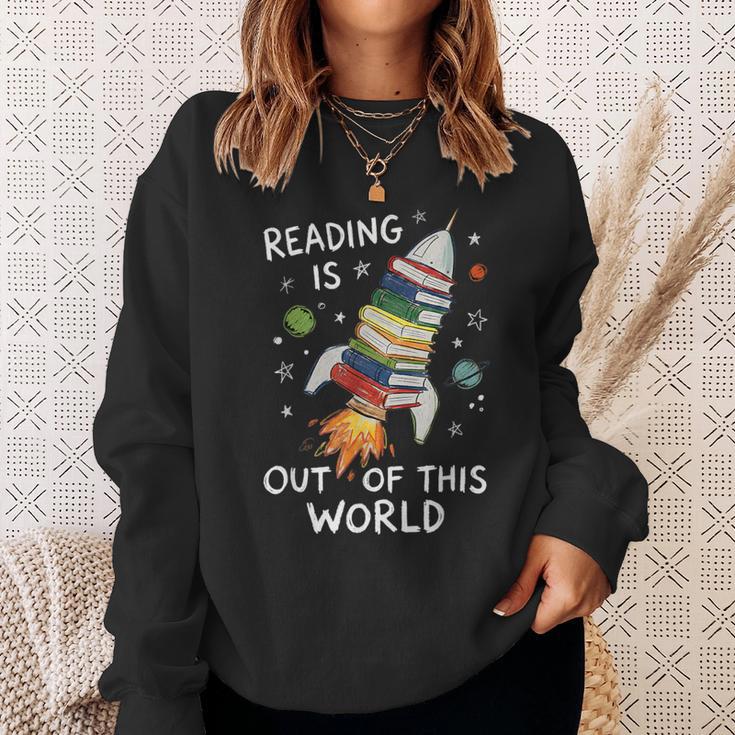 Reading Is Out Of This World Book Rocket Space Teacher Sweatshirt Gifts for Her Reading Is Out Of This World Book Rocket Space Teacher Sweatshirt Gifts for Her