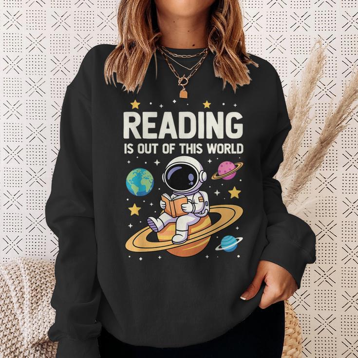 Reading Is Out Of This World Cute Astronaut Books Lover Sweatshirt Gifts for Her