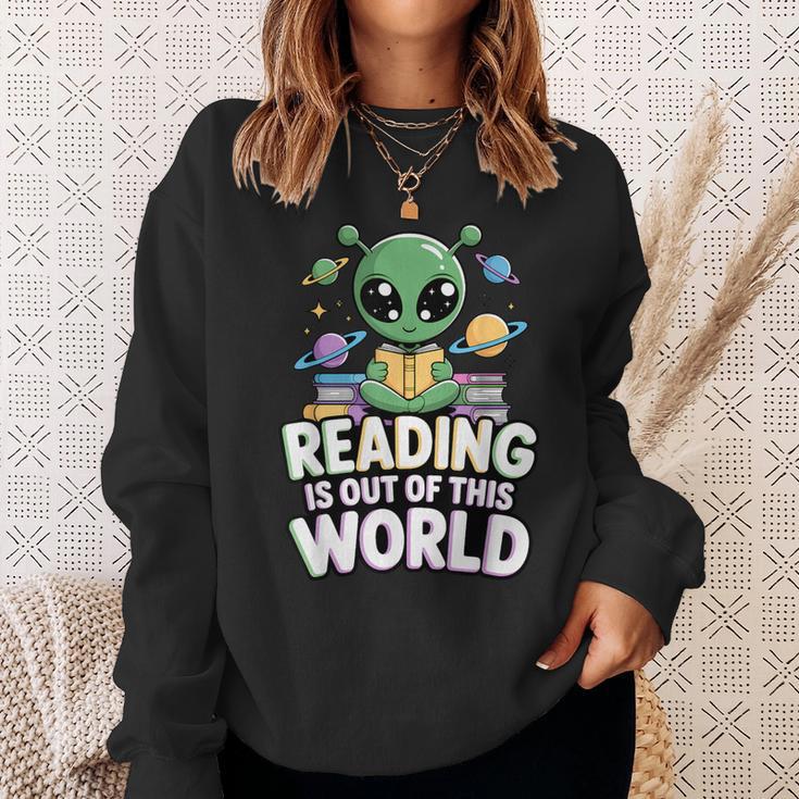 Reading Is Out Of This World Space Book Lover Bookworm Sweatshirt Gifts for Her