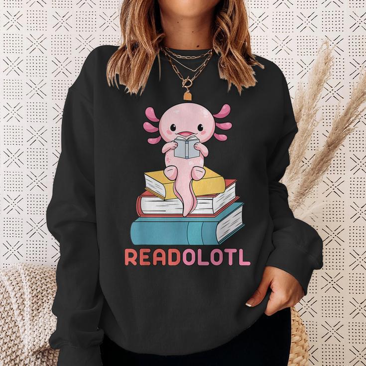 Readolotl Cute Read Axolotl Book Lover Librarian Bookworm Sweatshirt Gifts for Her