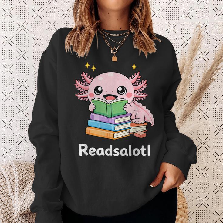 Readsalotl Axolotl Book Reading Sweatshirt Gifts for Her