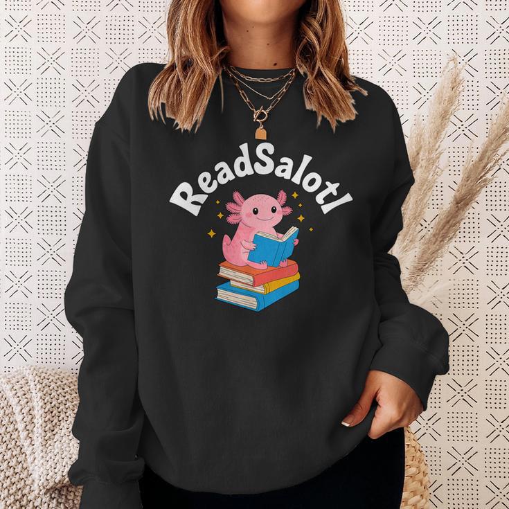 Readsalotl Axolotl Reading a Book Bookworm Sweatshirt Gifts for Her Readsalotl Axolotl Reading a Book Bookworm Sweatshirt Gifts for Her